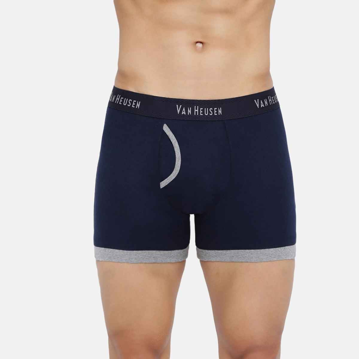 Van Heusen Men Pack Of 2 Anti Bacterial & Colour Fresh Trunks - Olive Melange, Dark Navy-L