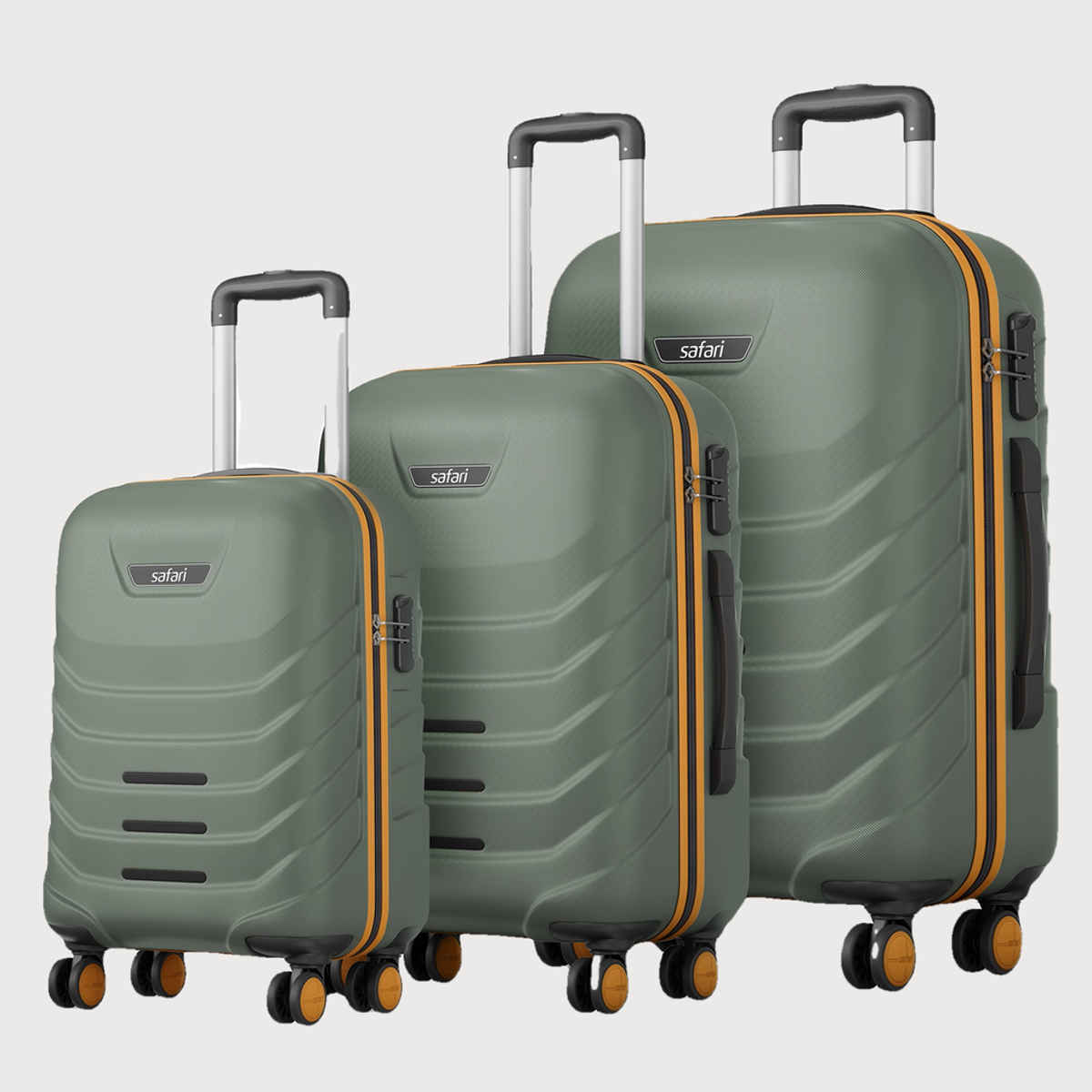 Safari Polycarbonate 66 L Telescopic Trolley Bag | Thyme Green - 56 cm, 66 cm, and 76 cm