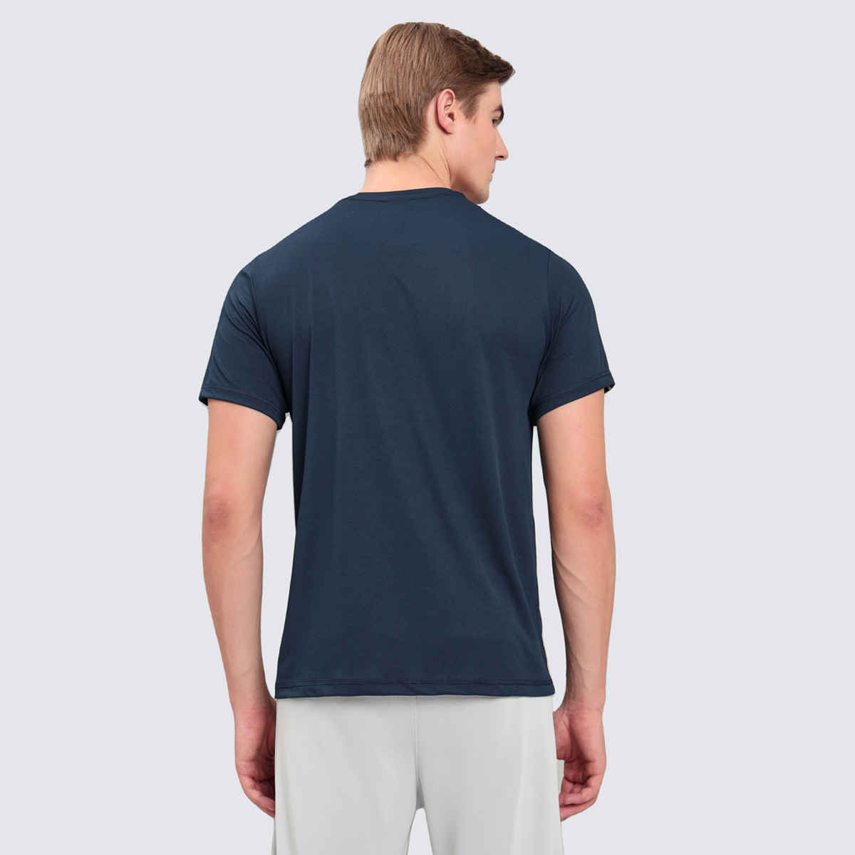 Technosport Men's Poly Solid Slim Fit Round Neck Sports T-shirt | Navy - 2XL