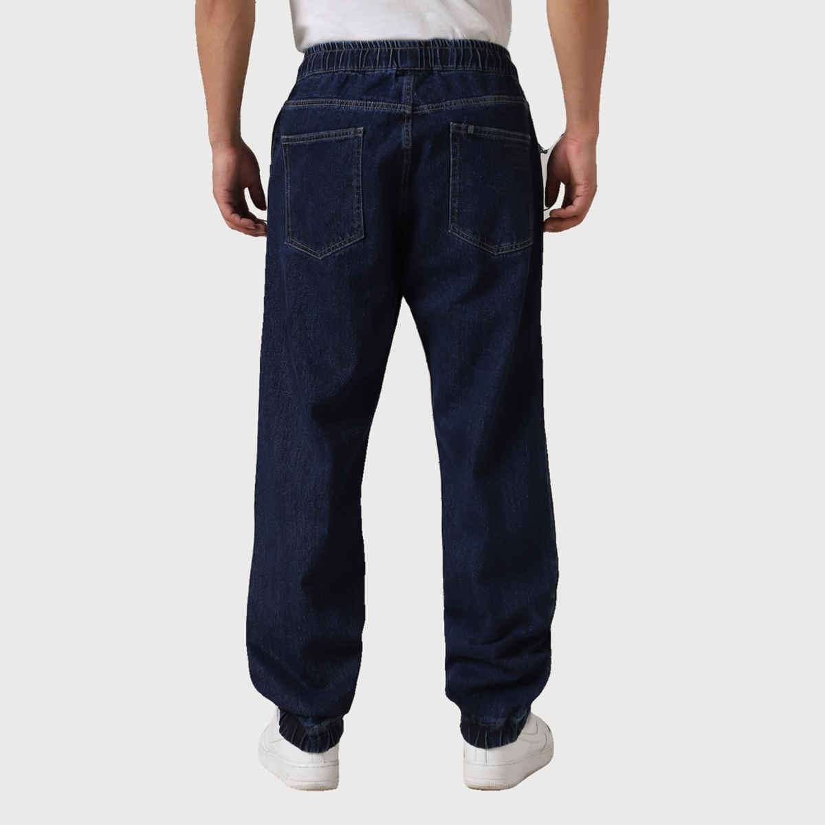 Hubberholme Men's Comfort Baggy Jogger Fit Light Fade Jeans | Dark Blue - 36