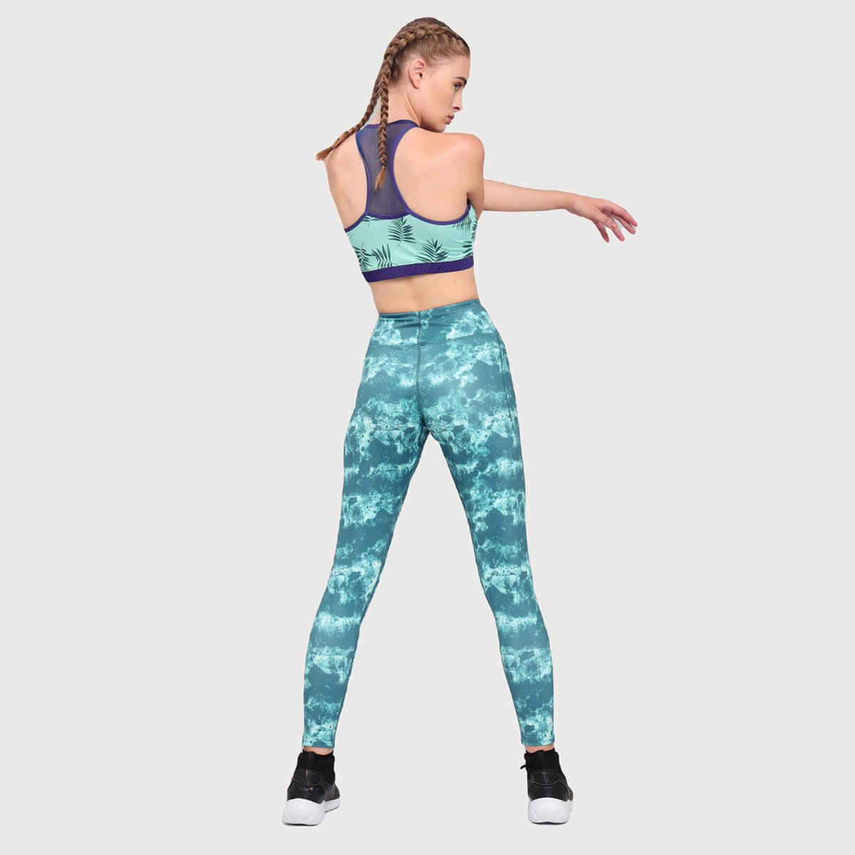 Technosport Women Printed Slim Fit Sports Tights With Elasto Plus | Shady Spume - Xxl