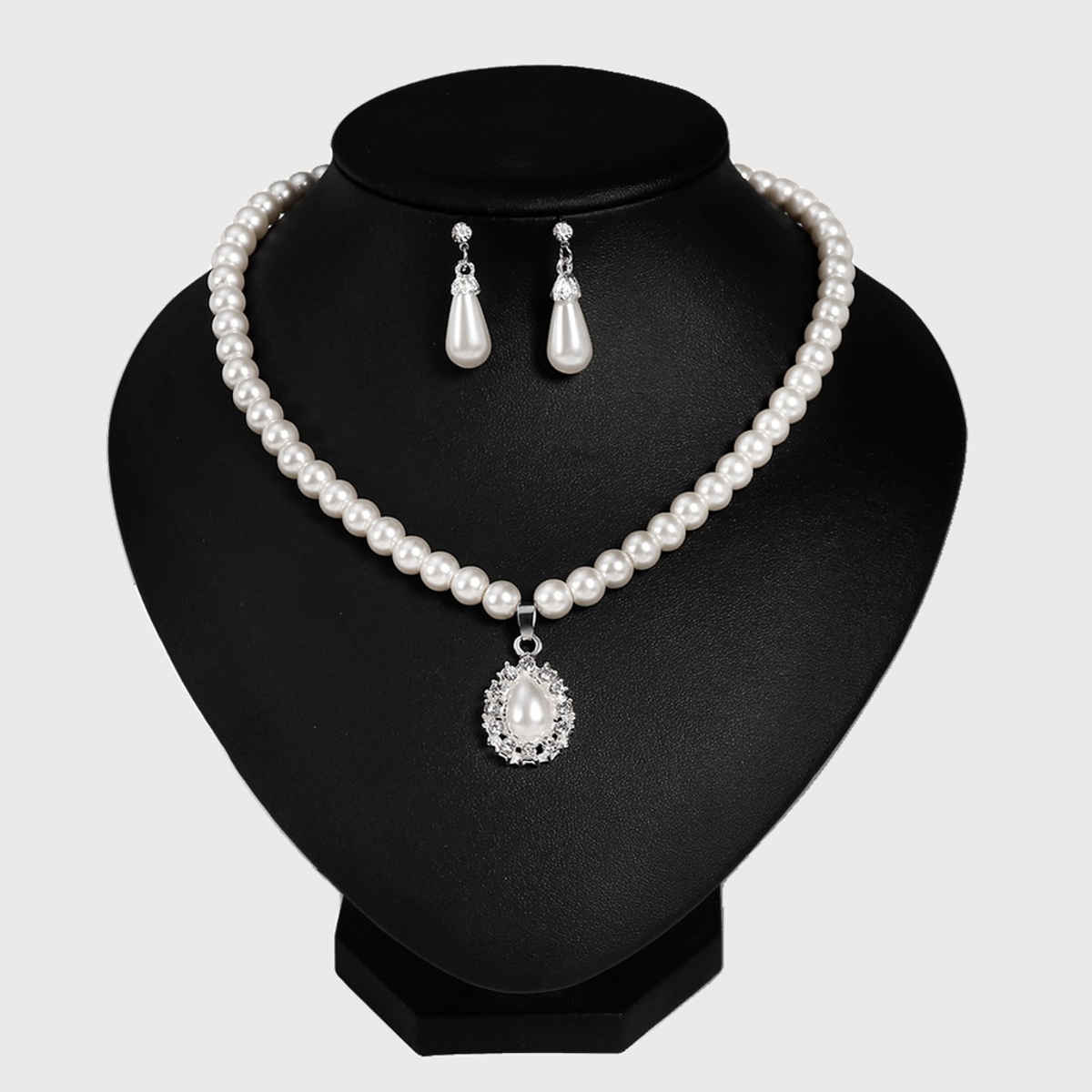 Shining Diva Fashion Latest Stylish Design Fancy Pearl Necklace Jewellery Set for Women | 15463s