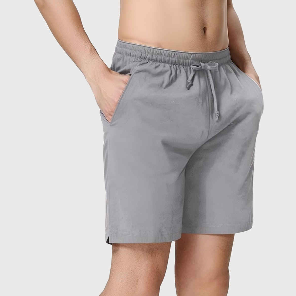 Springman Solid French Terry With Elastic & Drawstring Shorts For Men's | Grey | M