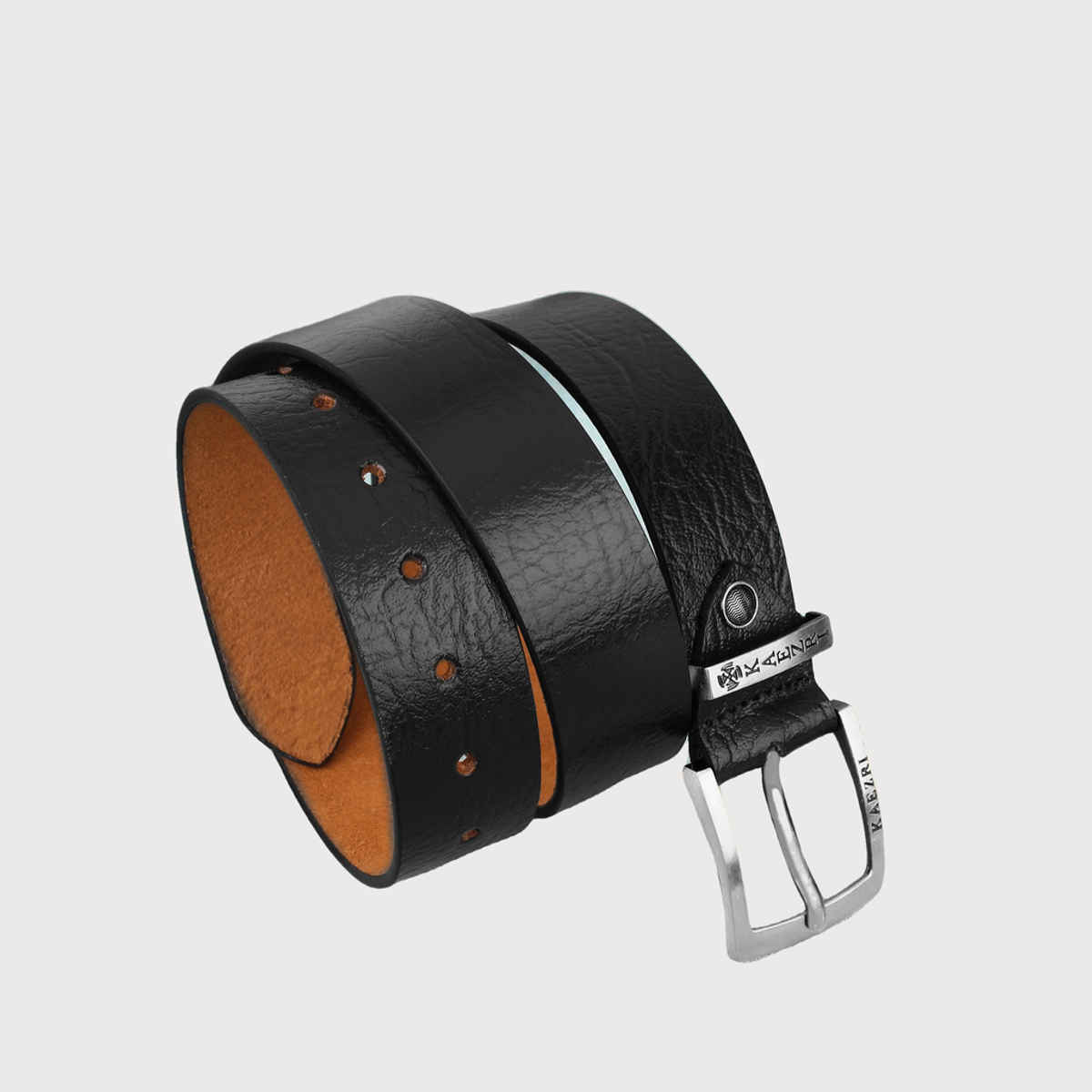 Kaezri Genuine Leather Black Textured Belt for Men | Katablcob - 36