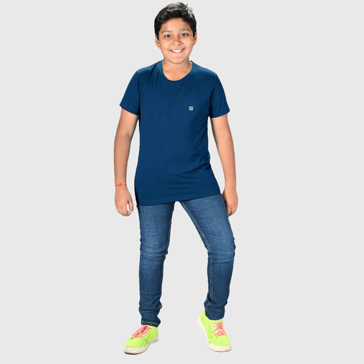 Lux Nitro Kids Round Neck T-shirt | Mykonas Blue - XL