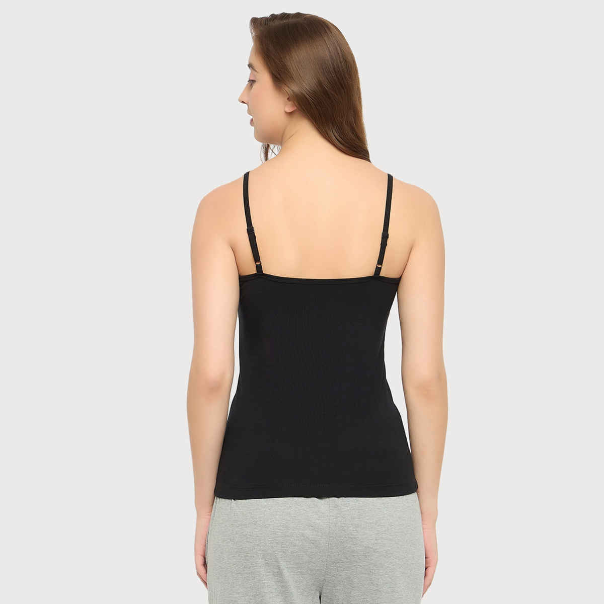 Clovia Chic Basic Camisole - Cotton | Black | XXL