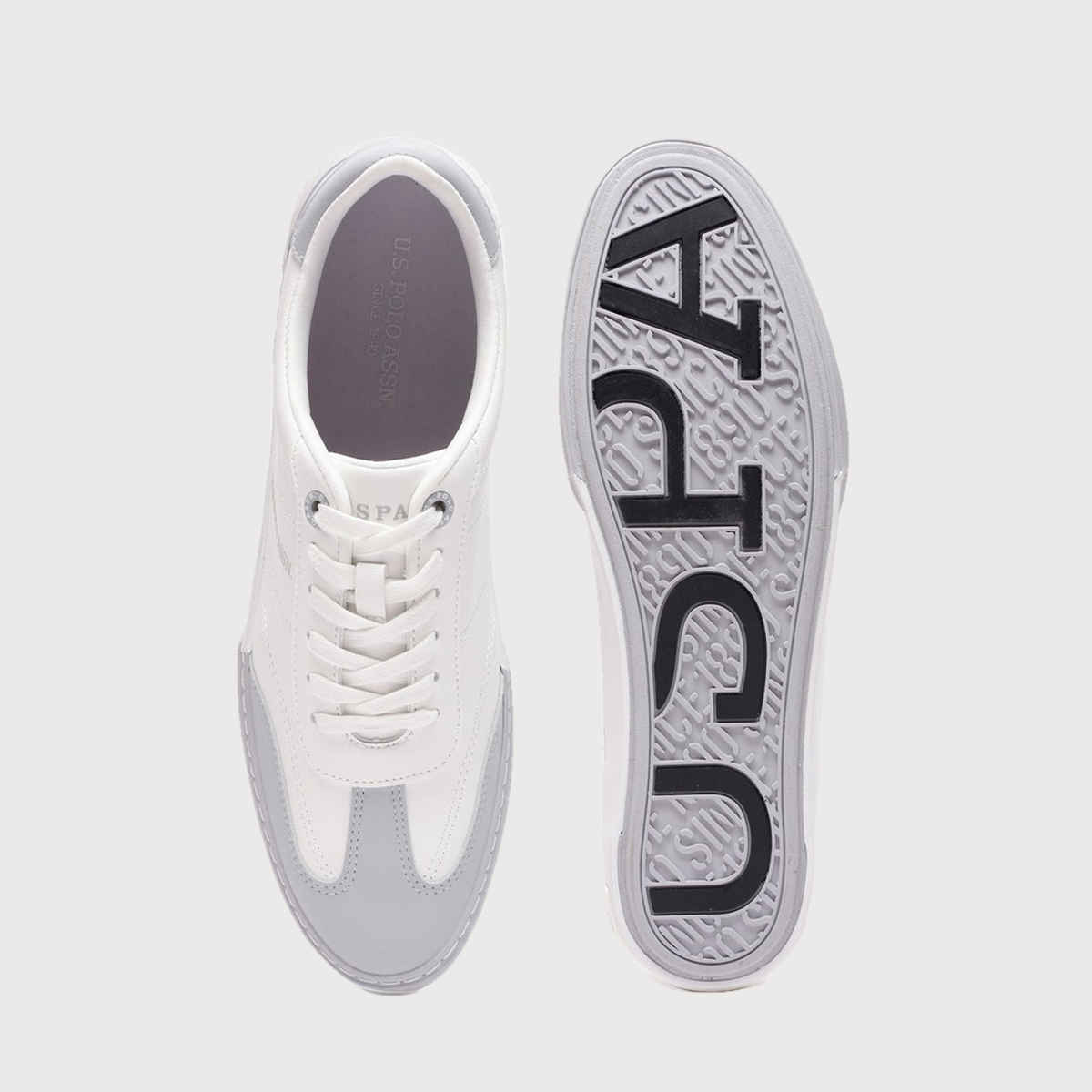 U.S. Polo Assn. Men's Men's Men Round Toe Solid Gain Sneakers Grey - UK 9