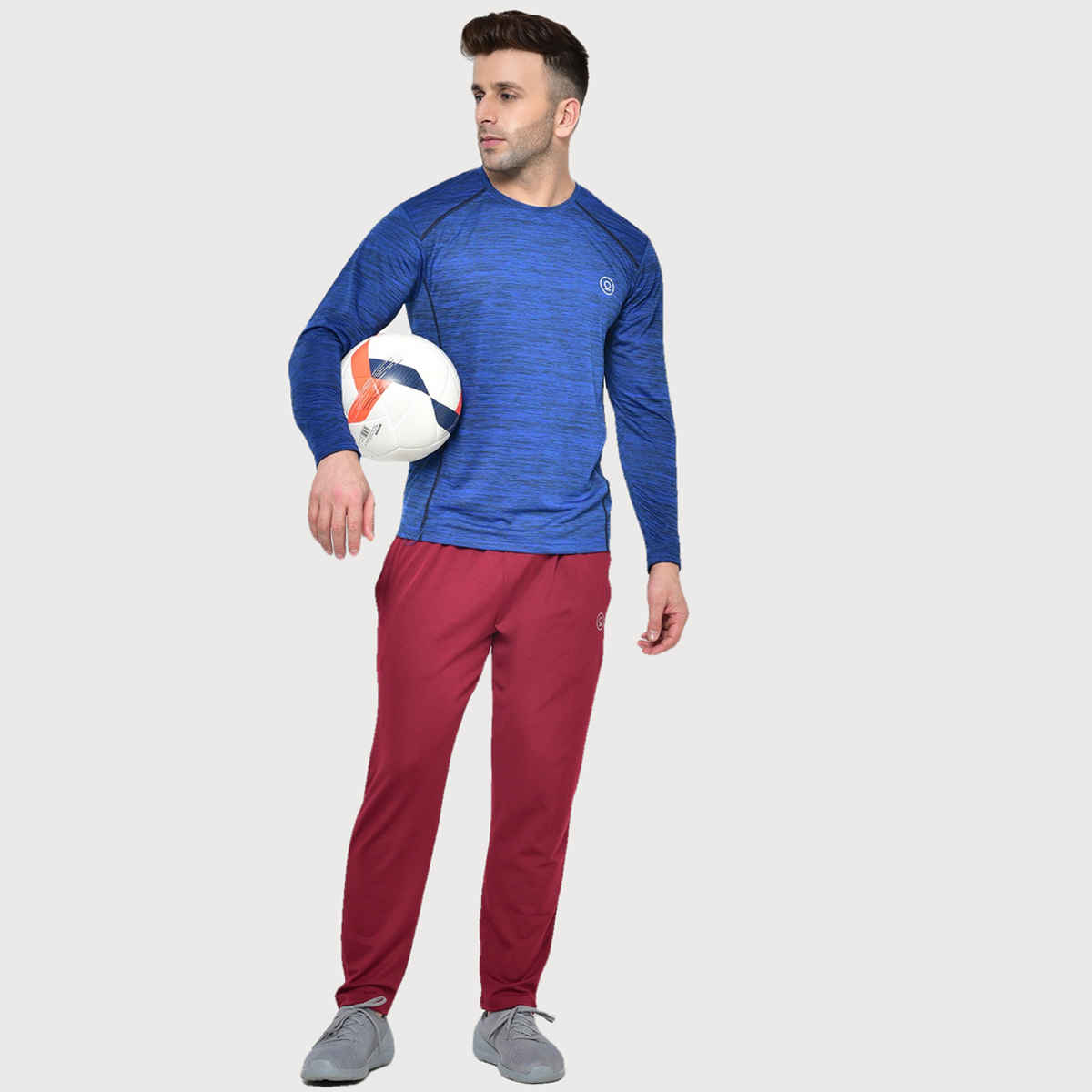 Chkokko Men's Regular Fit Full Sleeves Gym T-shirt | Royal Blue - XL