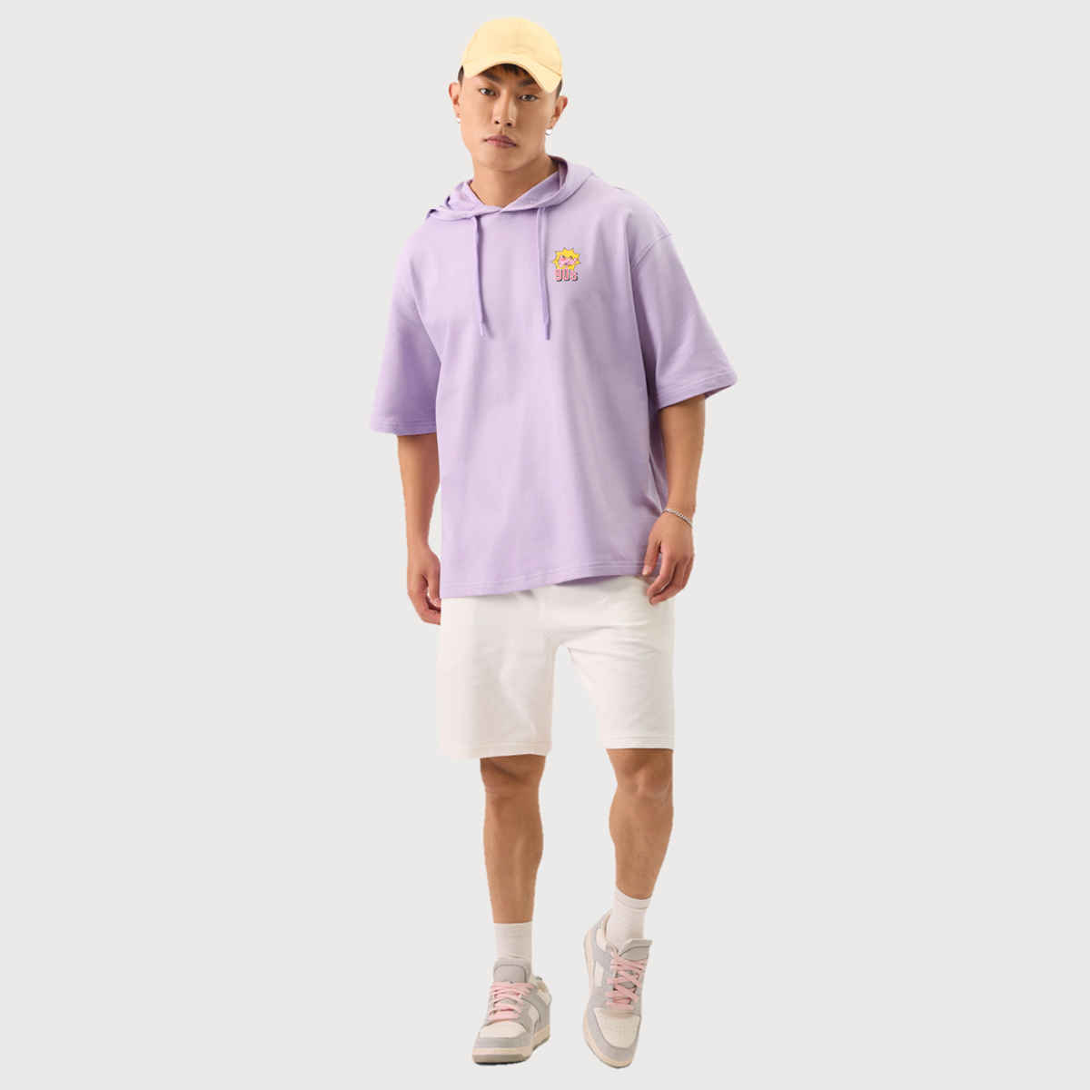 The Souled Store Men's Oversized Pink Panther- Nostalgic Hooded T-shirts | Purple | 2XL