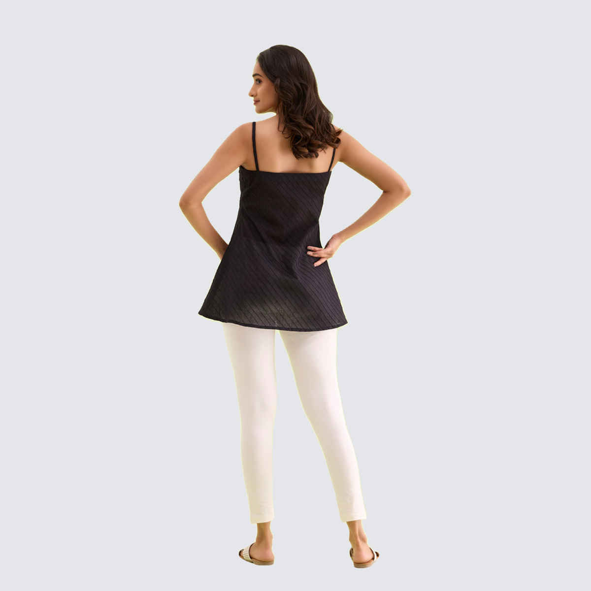 Go Colors Women's Solid Mid Rise Ankle Length Leggings | Cream - XL