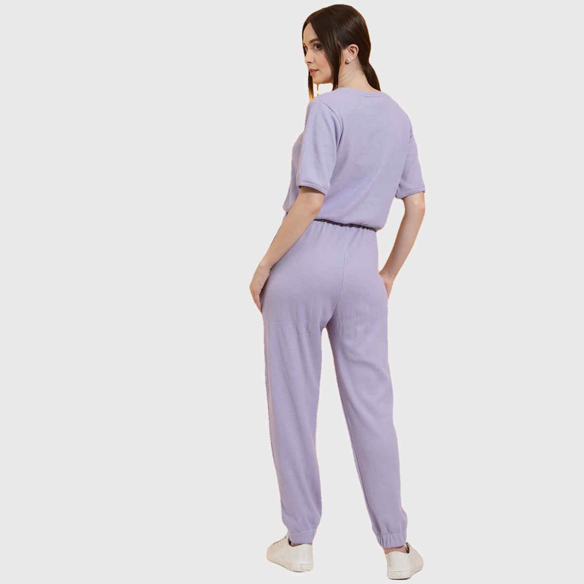 Rigo Women Waffle Knit Co-ord Set | Light Purple - L