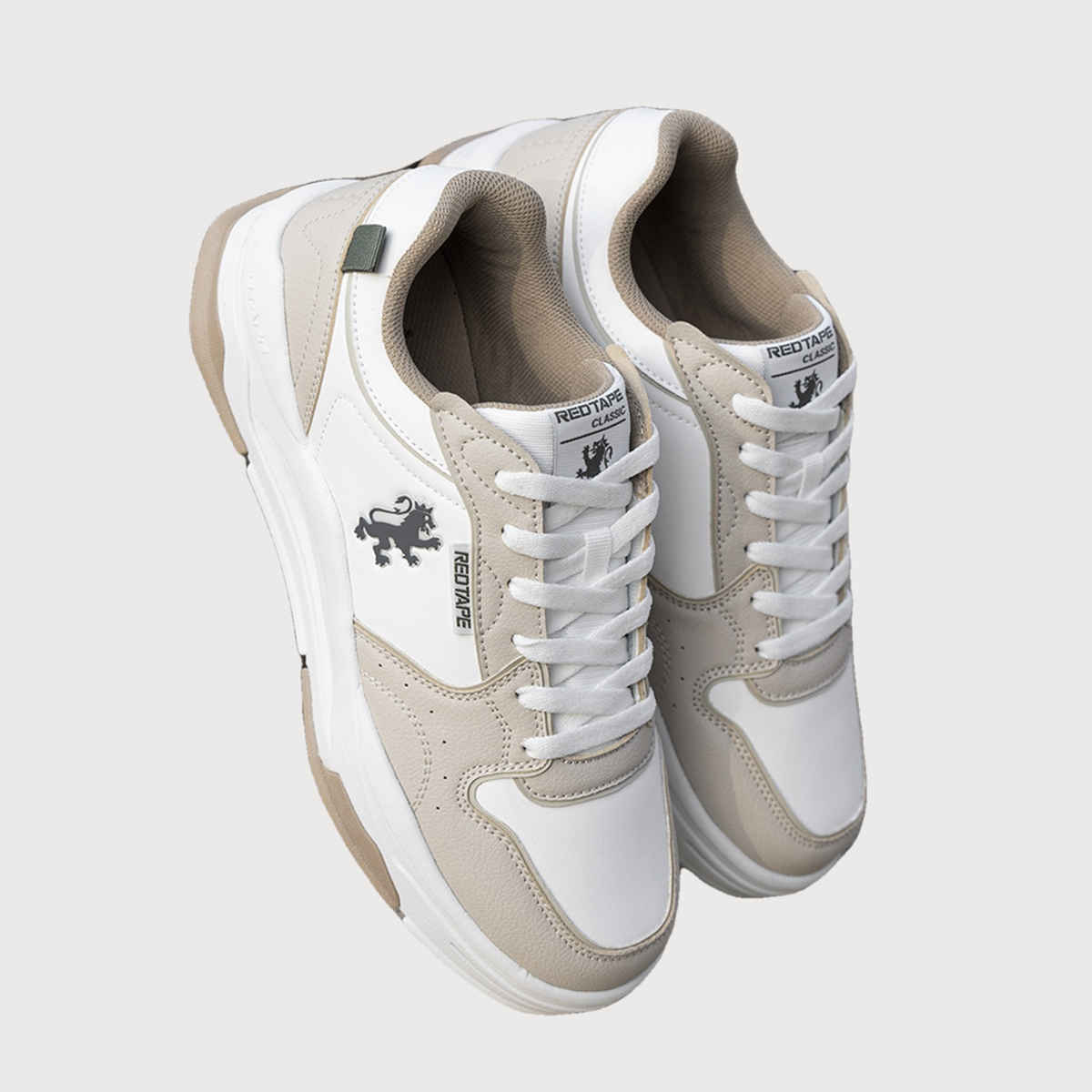 Red Tape Men's Lifestyle Sneakers | Durable Traction | Lightweight | White and Beige - UK 9