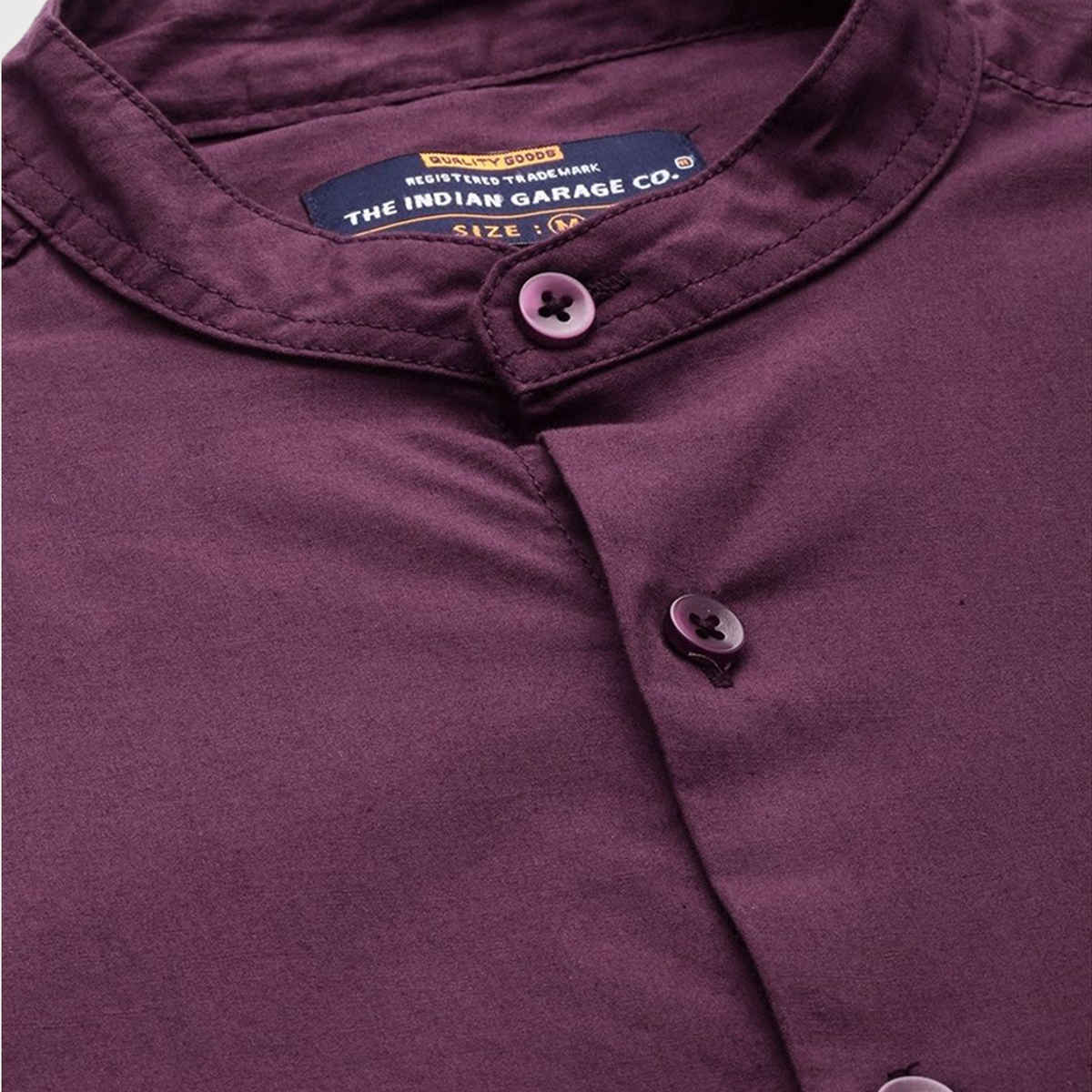 The Indian Garage Co Men's Regular Fit Solid Casual Shirt | Purple - L