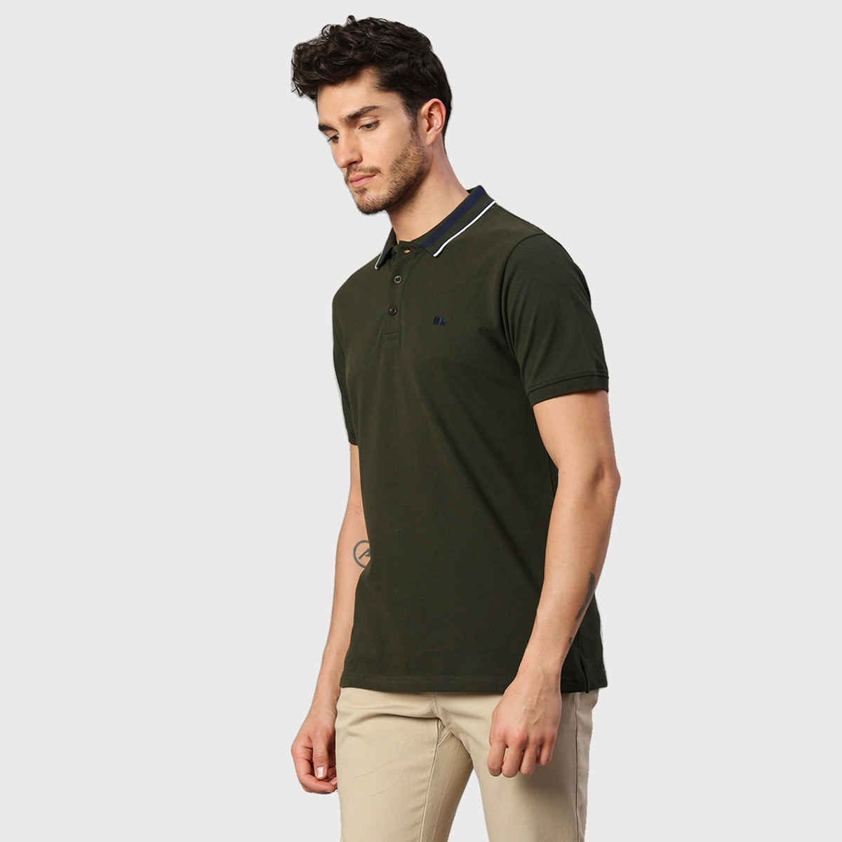 Dennis Lingo Men's' Solid Half Sleeve Polo T-shirt | Green | L