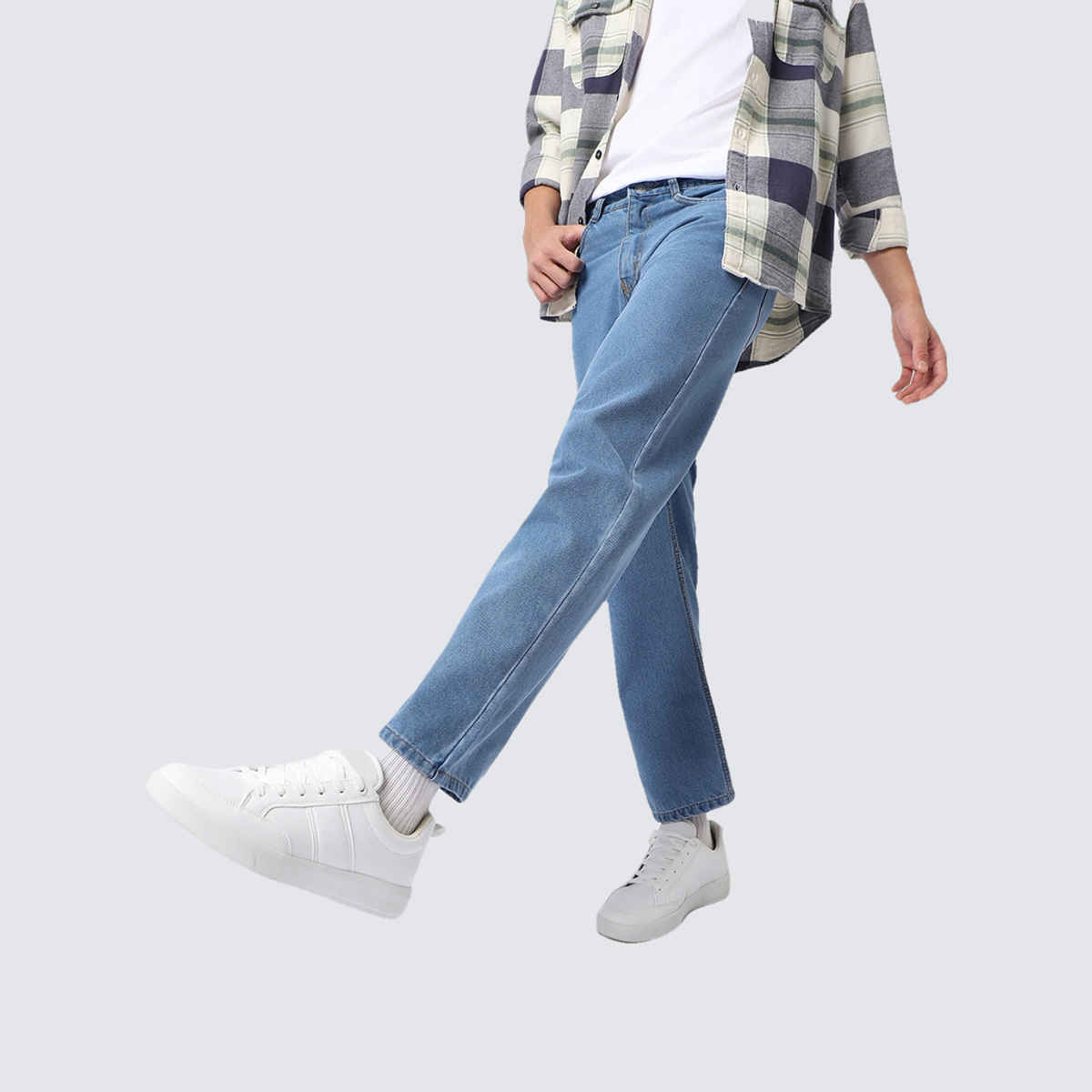 Urbano Fashion Men's Jeans Loose Baggy Fit Washed Non-Stretchable | Light Blue | 30