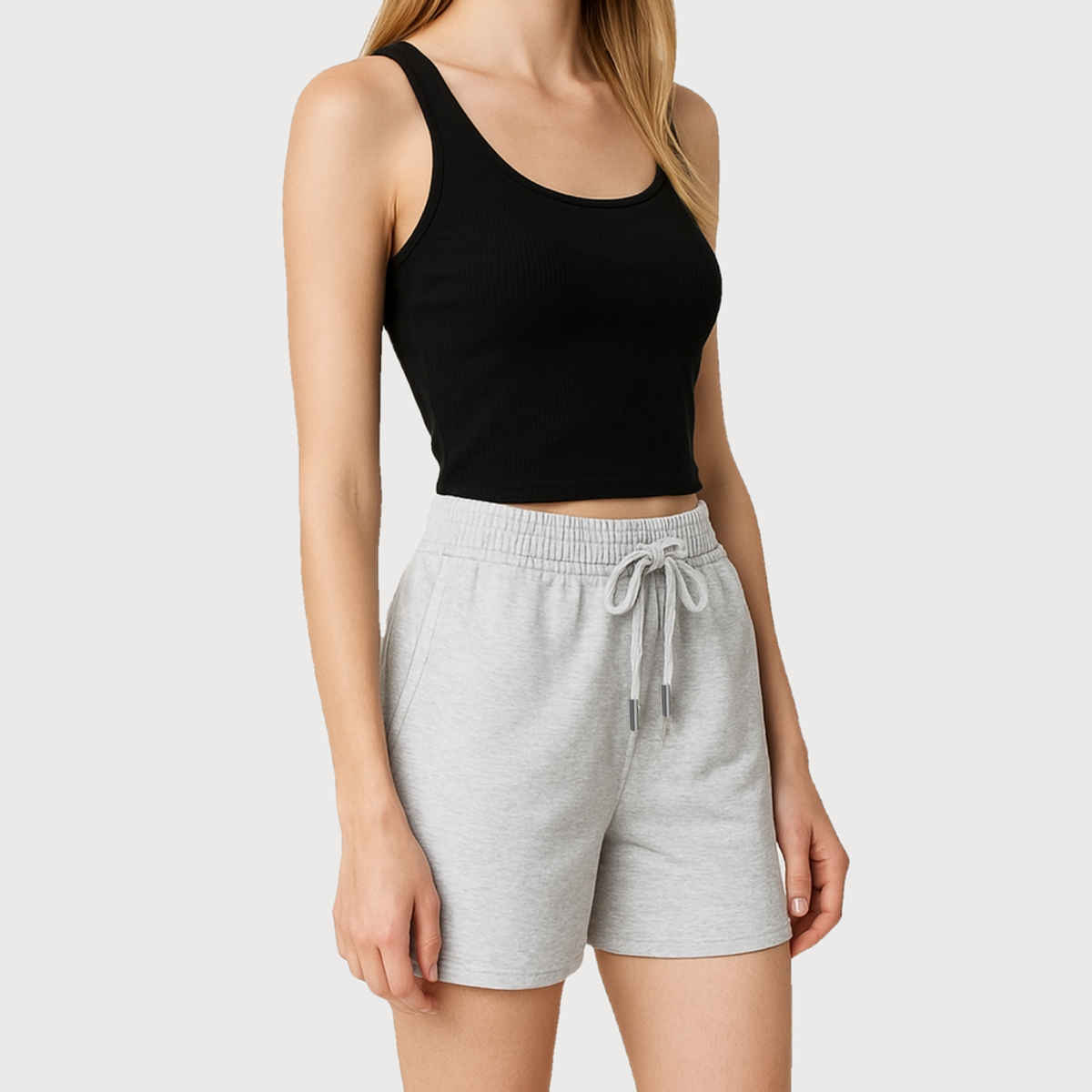 EQL Women's Pure Cotton Shorts | Light Grey Melange - S