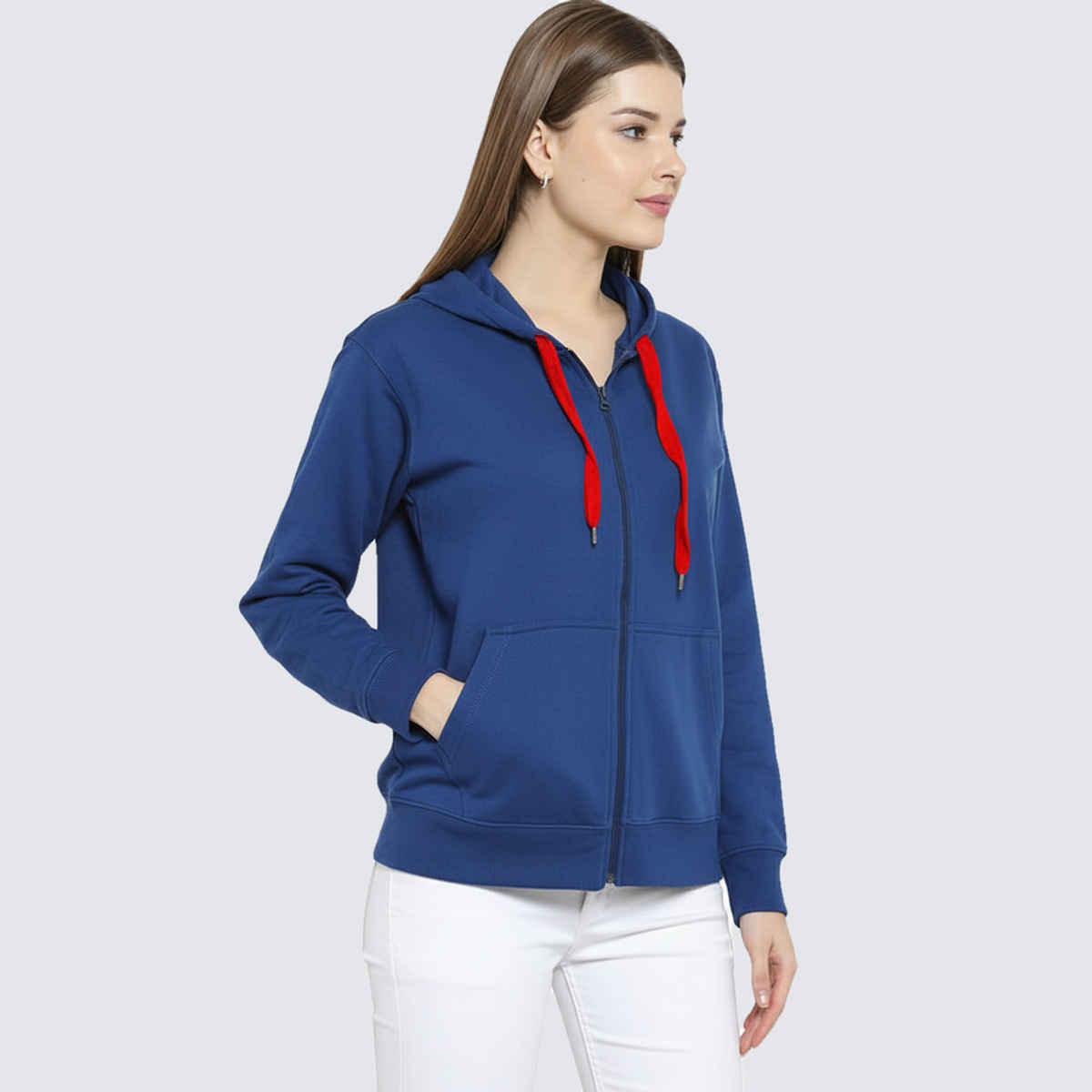 SCOTT INTERNATIONAL Women's Winter Hoodie with Zipper | 2024-SSLZ-W-RB | Royal Blue - L