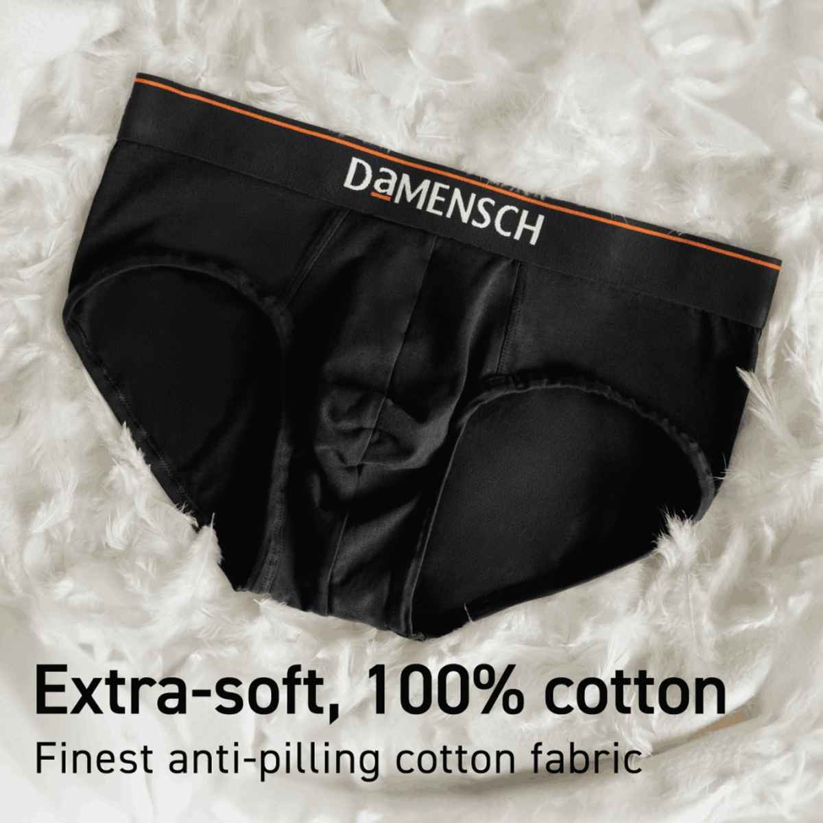DaMENSCH Men's Premium Cotton Briefs | Black and Charcoal - XL