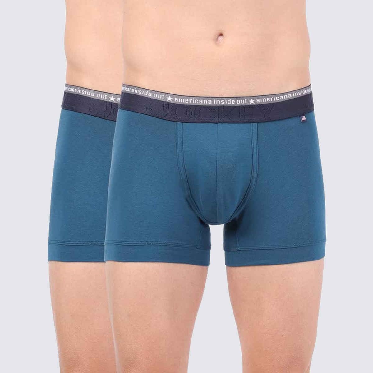 Jockey US60 Men's Super Combed Cotton Elastane Stretch Underwear Solid Trunk-Ultrasoft Waistband | PO2 | M