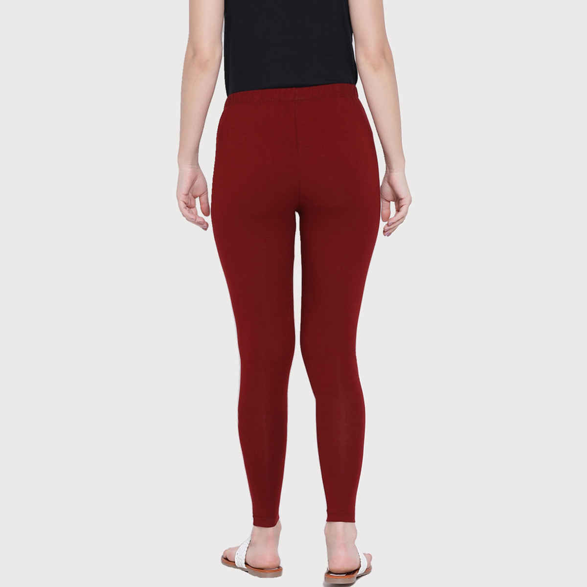 Rupa Softline Women's Ankle Leggings Style 1002 Dark Maroon - Free Size