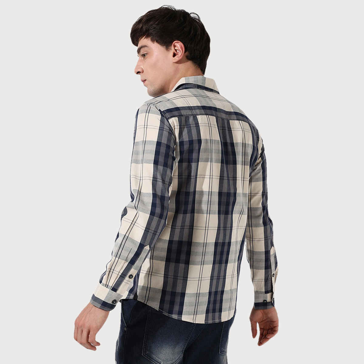 Campus Sutra Men's Tartan Plaid Shirt | Multicolour - M