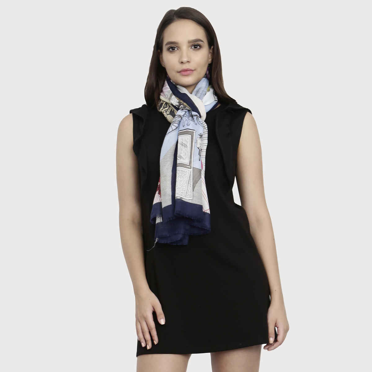 Fabseasons Women's Printed Scarf | Navy - One Size