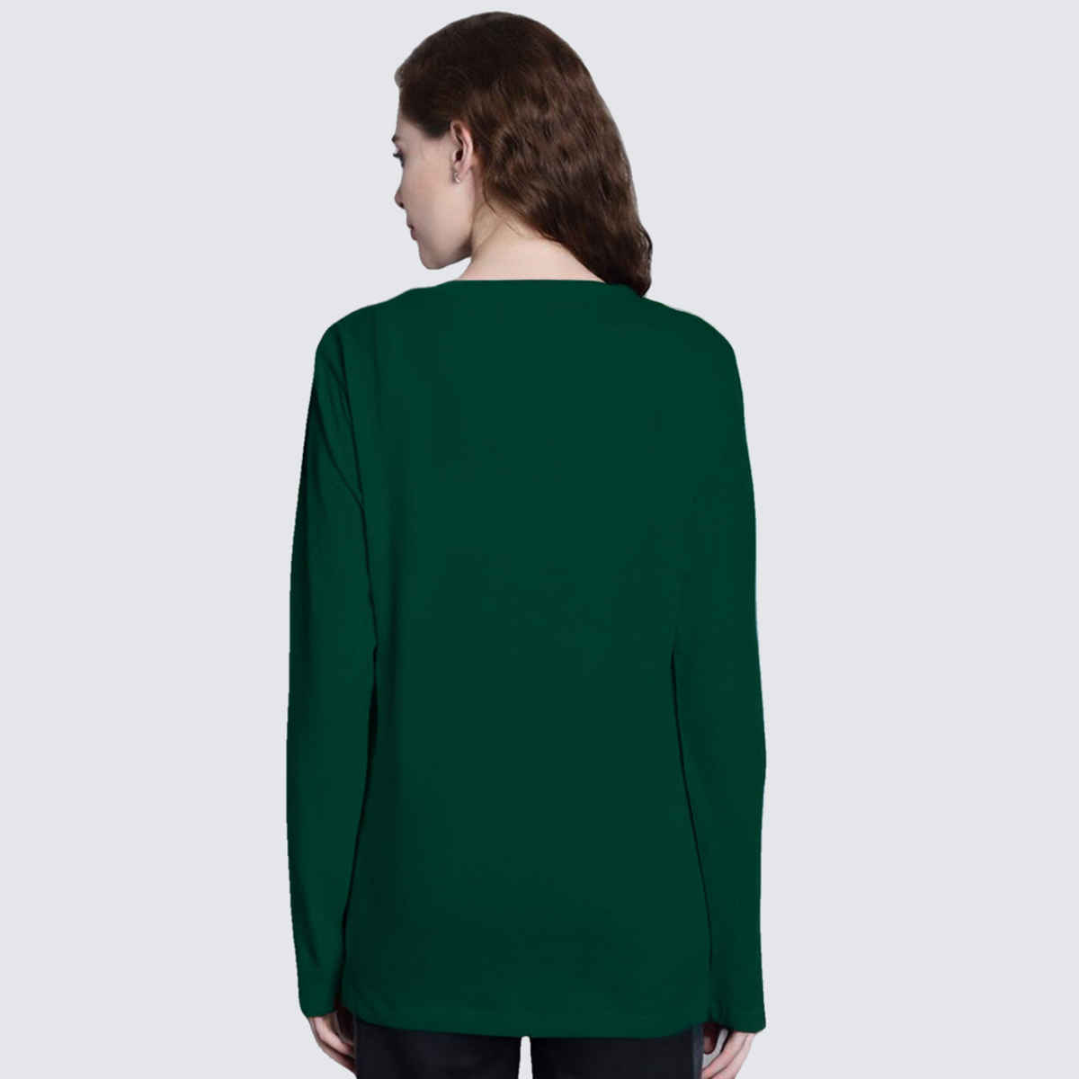 JUNEBERRY Women's Plain Full Sleeve Regular Fit T Shirt | JB FS REG G117 L | Green - L