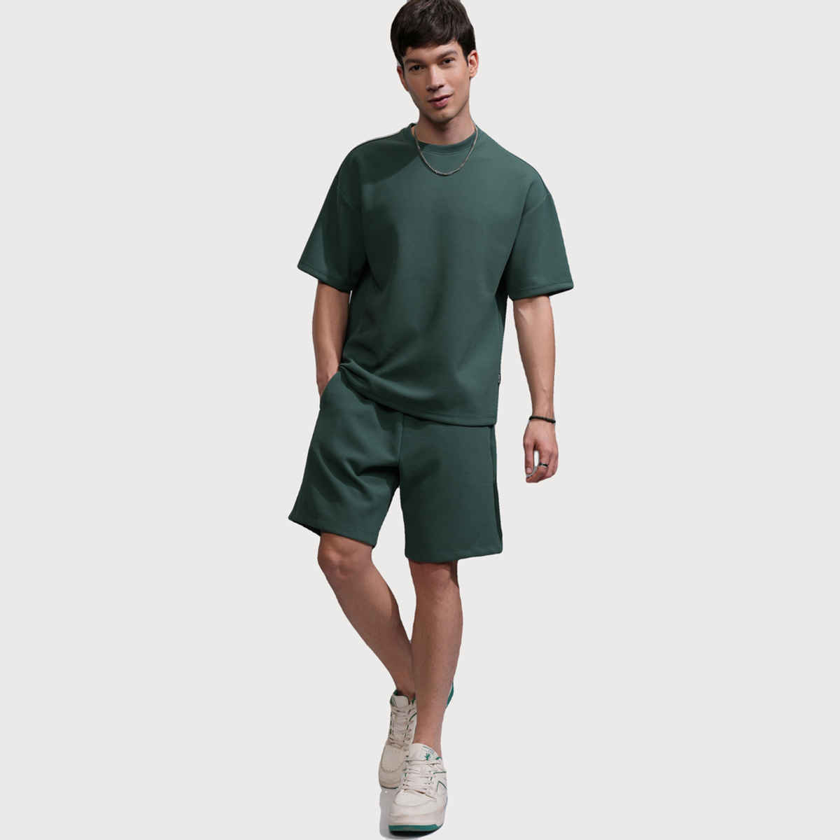 Highlander Men's Co-ord Set Textured Oversized Drop Shoulder | Teal - M