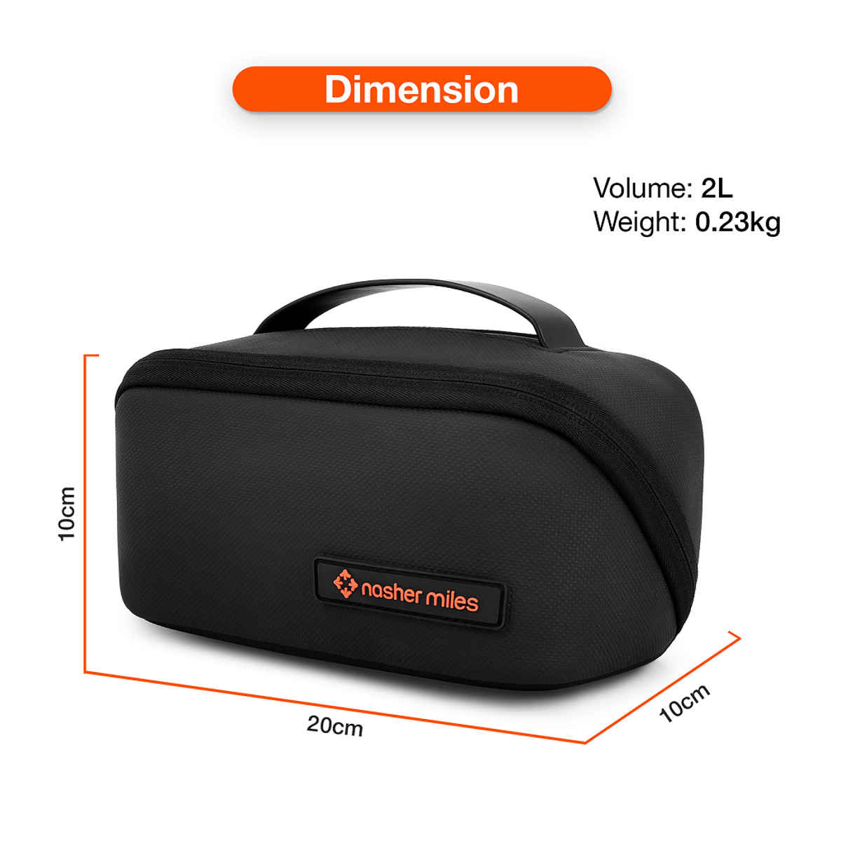 Nasher Miles 180 Toiletry Kit | Travel Cosmetic Bag with Handle & Compartments | Black