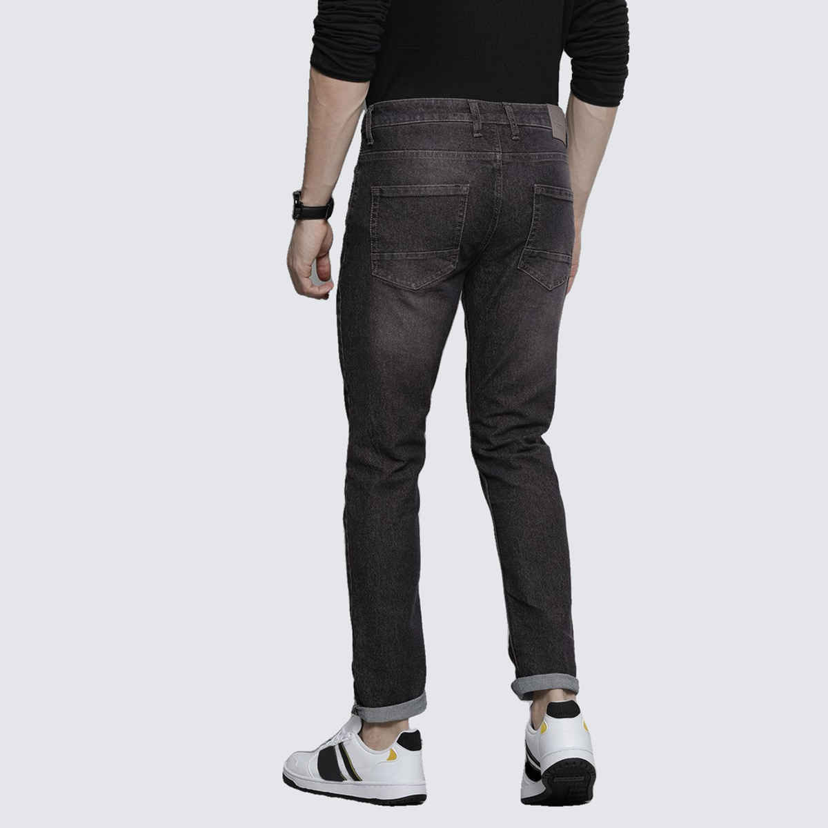 The Indian Garage Co Men's Slim Fit Solid Casual | Black - 36