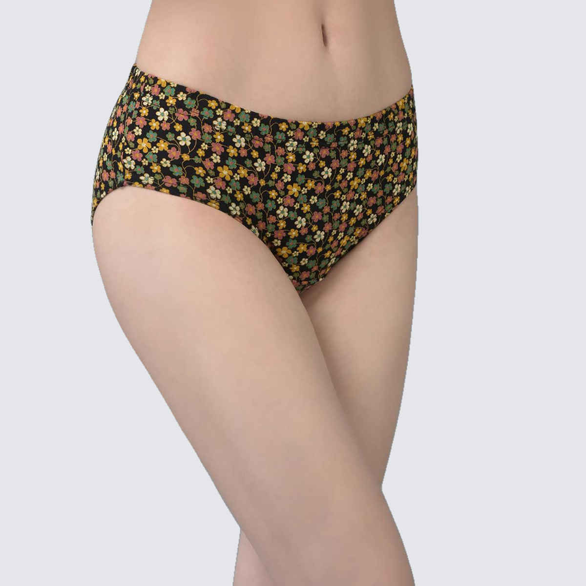 Dollar Missy Women's Combed Deep Printed Inner Elasticated Hipster Panty | Pack Of 2 Assorted - L