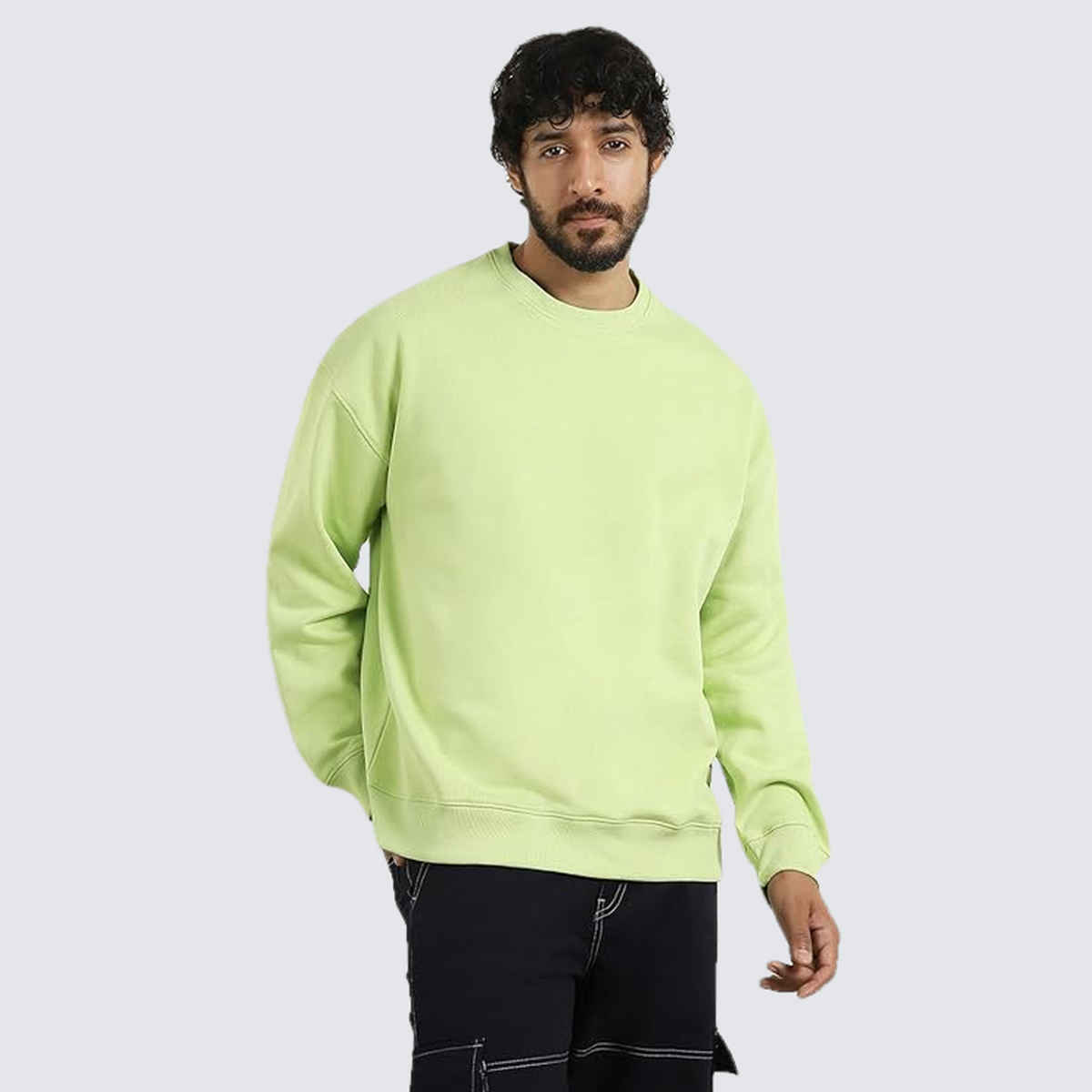 Nobero Men's Let it Go Relaxed Fit Sweatshirt | Cool Matcha - L