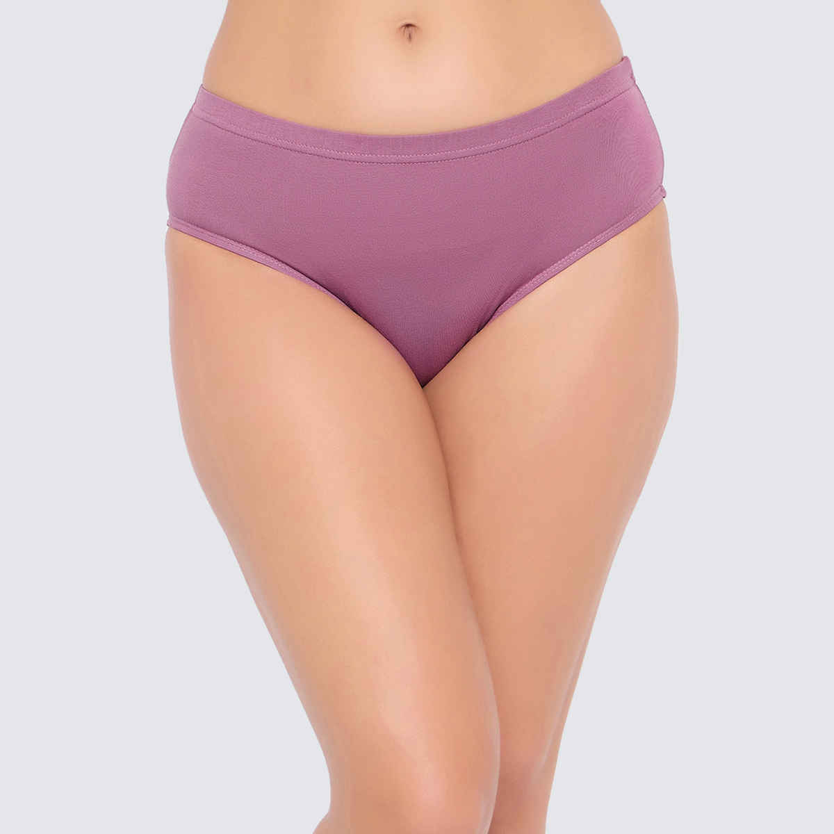 Clovia Women's Cotton Spandex Medium Waist Inner Elastic Hipster Panty - Pink, Purple, Black | M