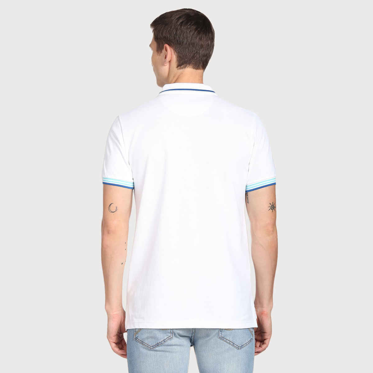 U.S. Polo Assn. Men's Striped Hem Cotton Polo Shirt | White - L