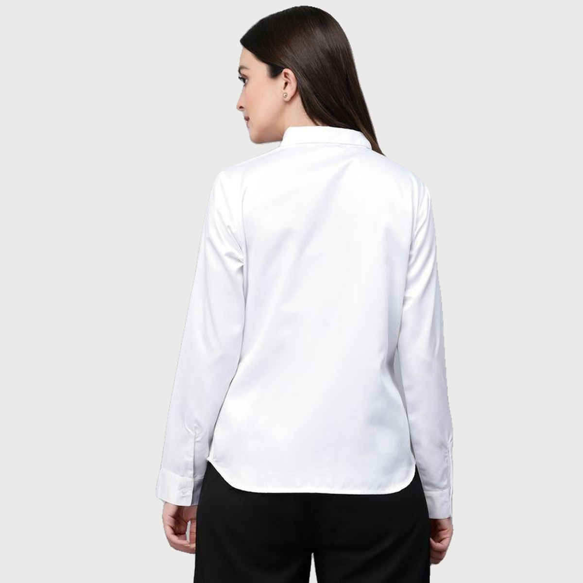 Style Quotients Women Solid White Satin Formal Shirt-Xl