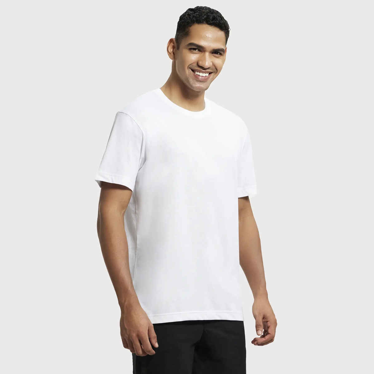 Jockey Men Cotton Rich Round Neck Half Sleeve T-shirt | White - XL
