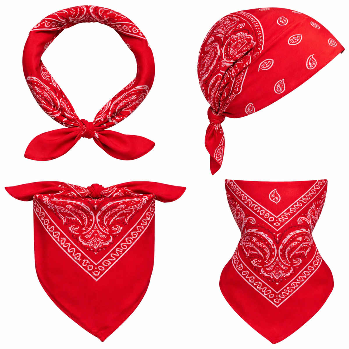Royal Mart Premium Cotton Bandana Set | Classic Red & White