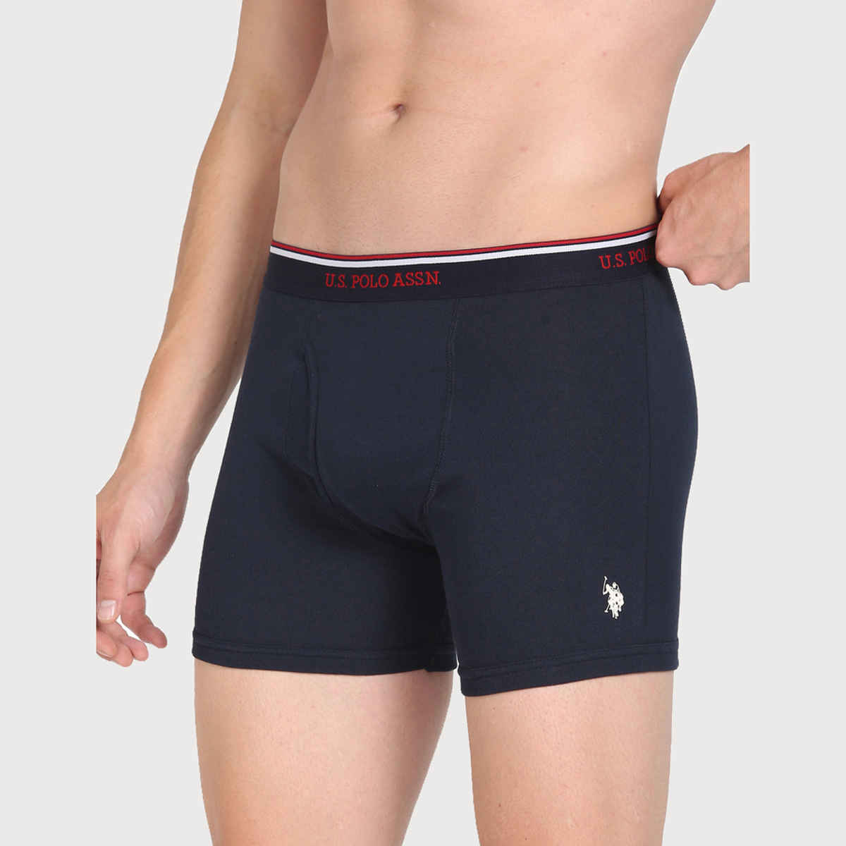 USPA Men Briefs - Pack of 3 Solid Cotton Trunks Black - Grey Melange & Navy - M