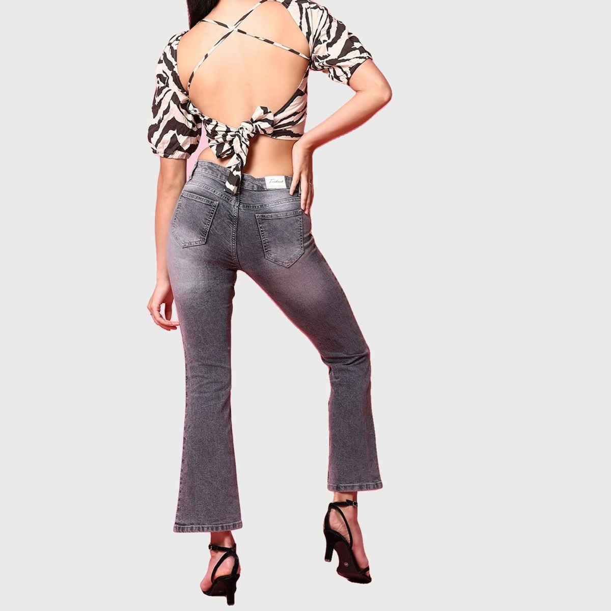 Freehand Women's Light Wash Bootcut Denim Jeans | Grey - 28