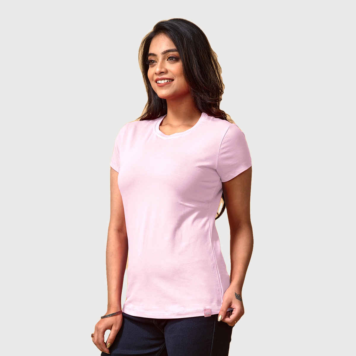Lyra Women's T-shirt Round Neck Half Sleeve | Baby Pink - S