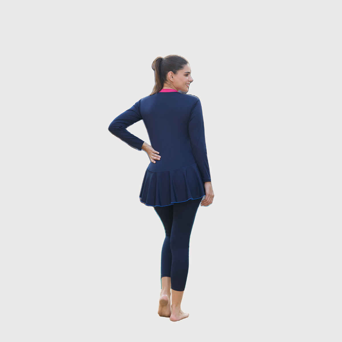 ROVARS Women's Stretchable One Piece Full Body Swim Suit with Removable Pads | Navy Blue - 2XL