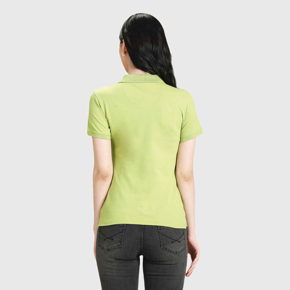 USPA Solid Pique Polo Tshirt For Women Shirt - Light Green - S