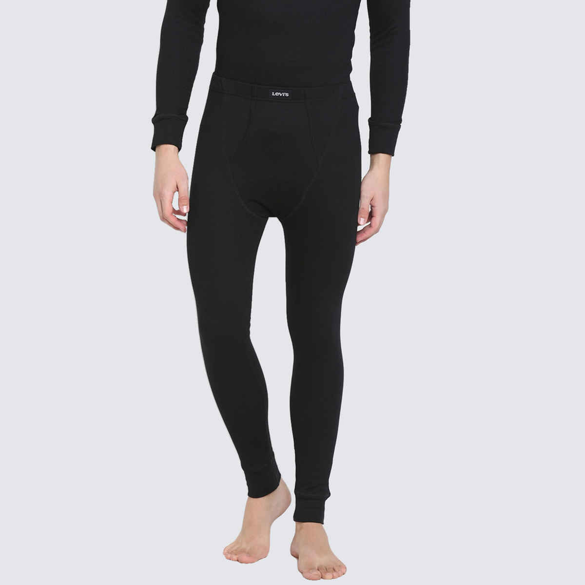 Levi's Men's Regular Fit Full Length Thermal Bottom Wear (Black)-Pack of 1-XL
