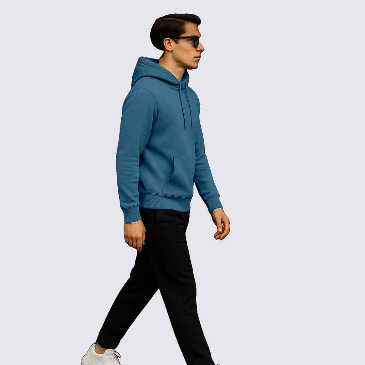 Ftx Men's Solid Regular Fit Full Sleeve Hoodie With Kangaroo Pocket Fleece Sweatshirt | Ice Blue - M