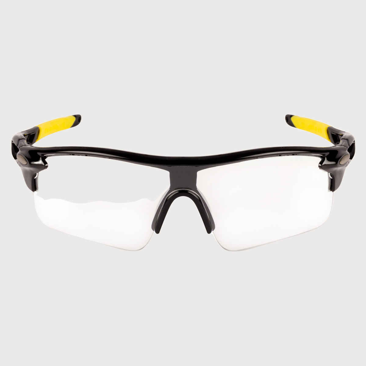 NuVew Unisex Sports Riding Sunglasses | Black-Yellow frame with Clear lens - Medium