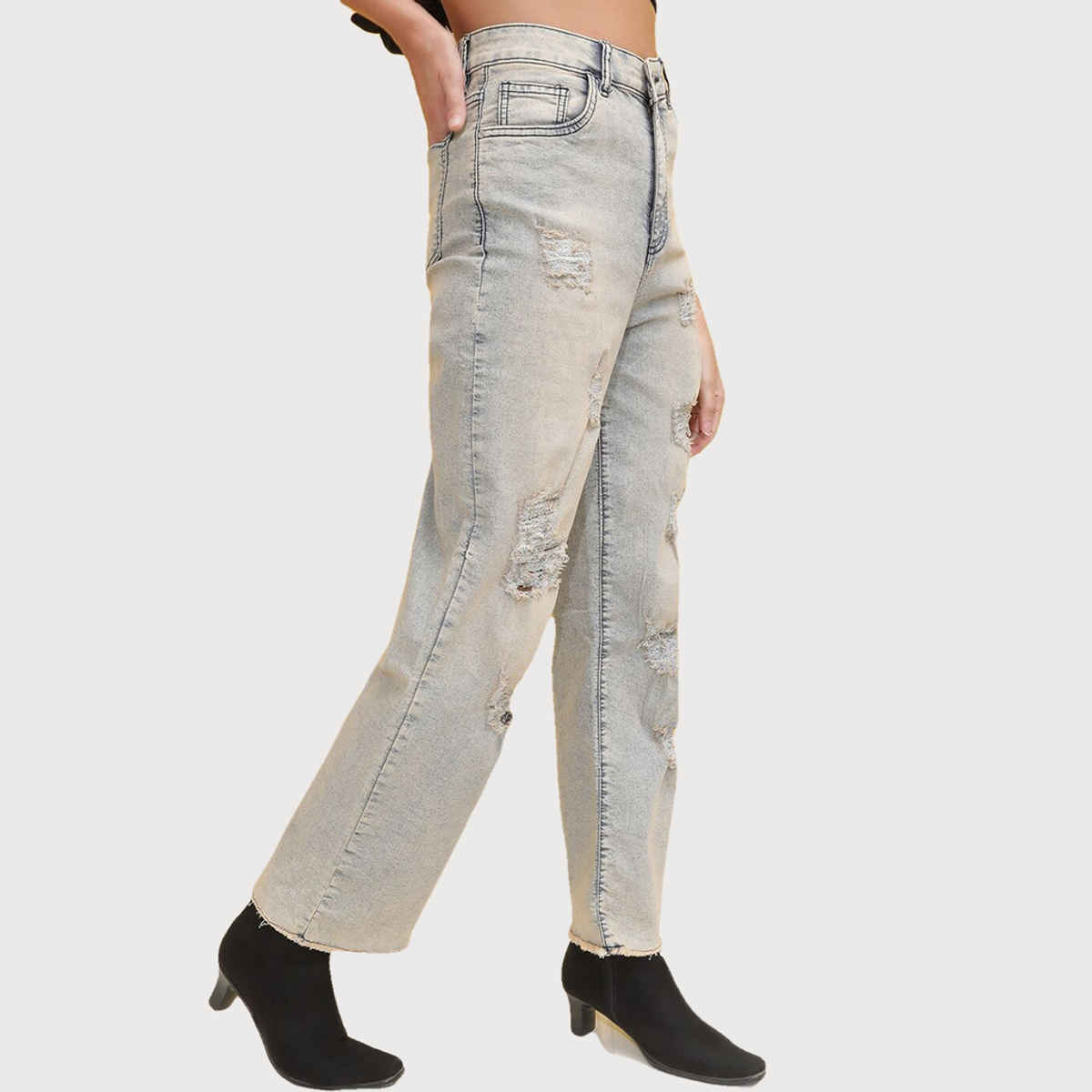 Freehand Women's Tinted Wide Leg Denim Jeans | Blue - 32