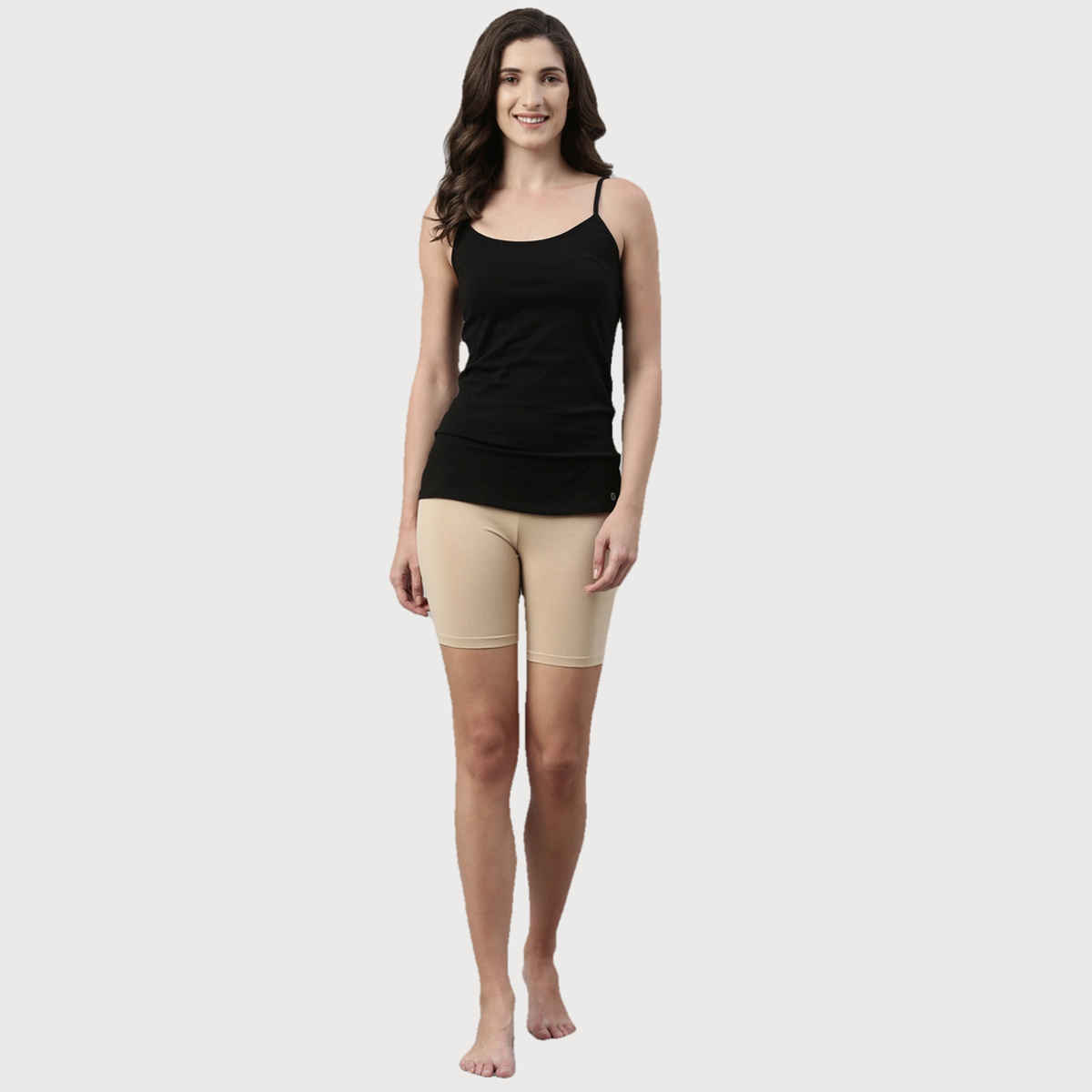 Enamor Women's E032 Hugged Fit Stretch Cotton Cycling Shorts|Soft Elastic Waistband | Skin-S