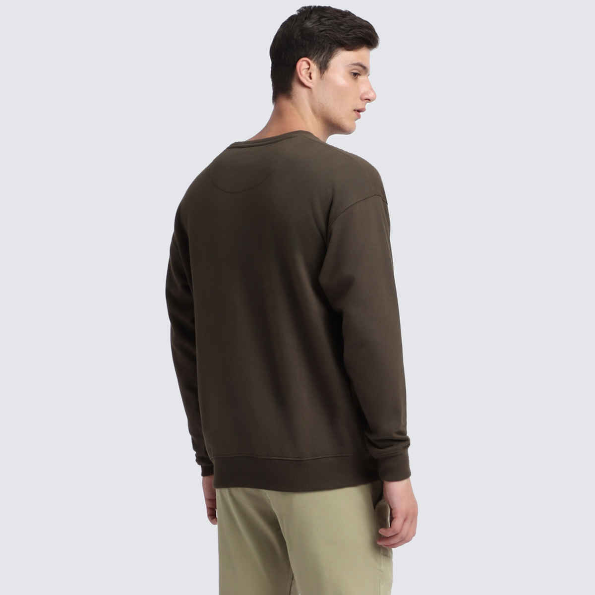 Dennis Lingo Men's Mock Neck Relaxed Fit Solid Olive Sweatshirt | Dlmssw23050 - Ol | XL
