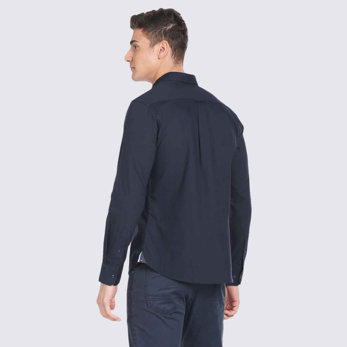USPA Solid Slim Fit Shirt For Man - Navy - L