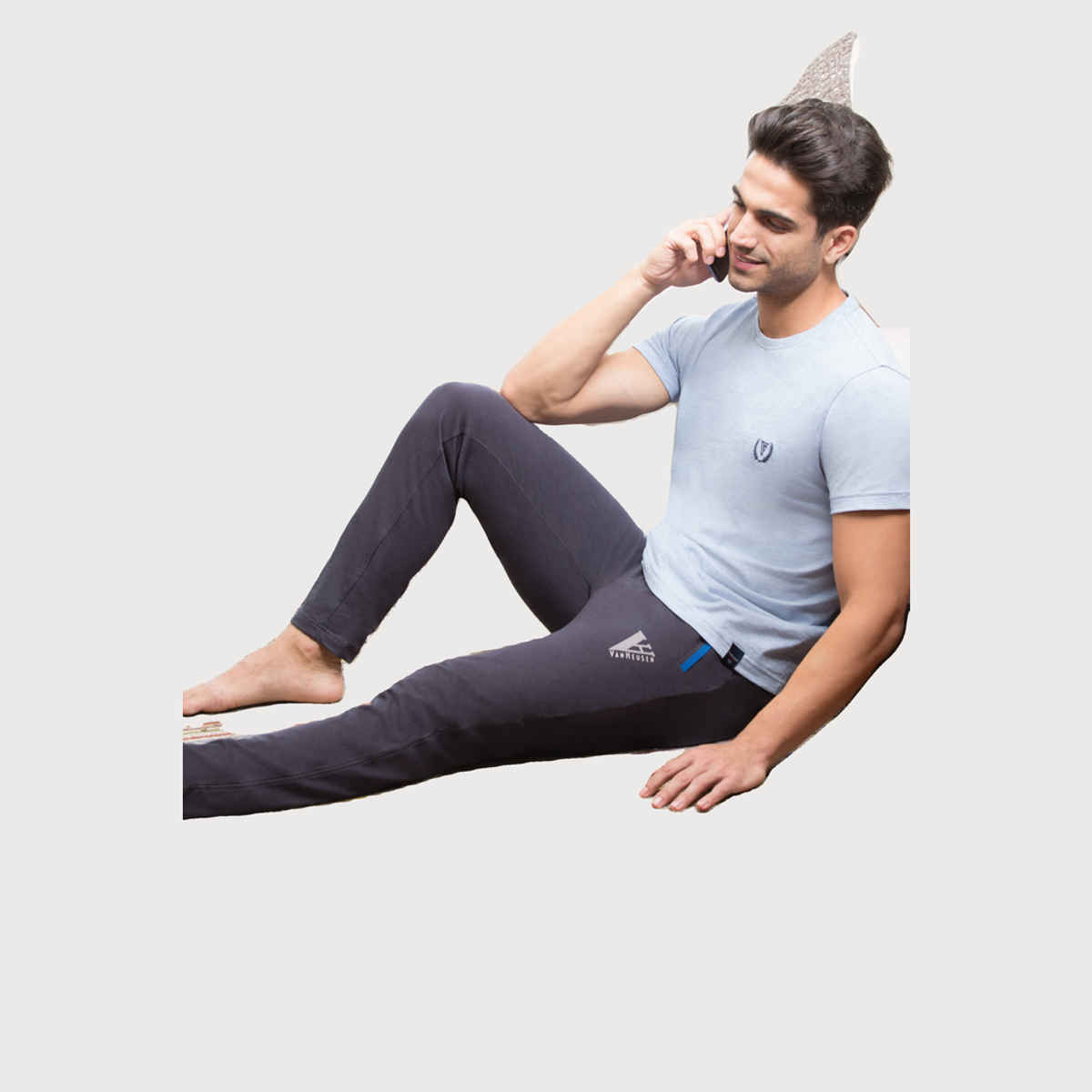 Van Heusen Athleisure Men |Black Solid Smart Tech Easy Stain Release Track pant |L